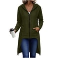 thumbnail image 4 of Edvintorg Women Jacket Full Zip Hooded Long Split Coat Lightweight Long Sleeve Casual Tunic Outerwear with Pocket Womens Clothing Army Green XXL, 4 of 8
