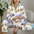 thumbnail image 6 of Pajama Sets for Women 2 Pcs, Trains colorful Pattern Button Down Long Sleeve Sleepwear Lounge PJ Sets, 6 of 6