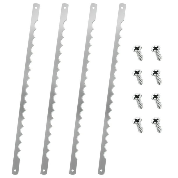 18 cuchillas de repuesto para cuchillos para cortar pan – Cuchillas de metal dentadas universales de 10,8 pulgadas para arco de pan – Acero inoxidable 420, afiladas y fáciles de instalar con 36 tornil