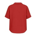 thumbnail image 5 of V-Neck Linen Shirt for Women Collared Elbow-Length Tees Shirts Travel Casual Loose Pullover Classic T-Shirt, 5 of 7