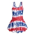 thumbnail image 4 of COEQINE Girls One Piece Swimsuit with Skirt Sleeveless Cute Skirted Bathing Suit Hawaiian Swimwear for Kids 3-4 Years, 4th of July Summer Swim Dress for Water Play, Retro American Flag Tie-dye, 4 of 8