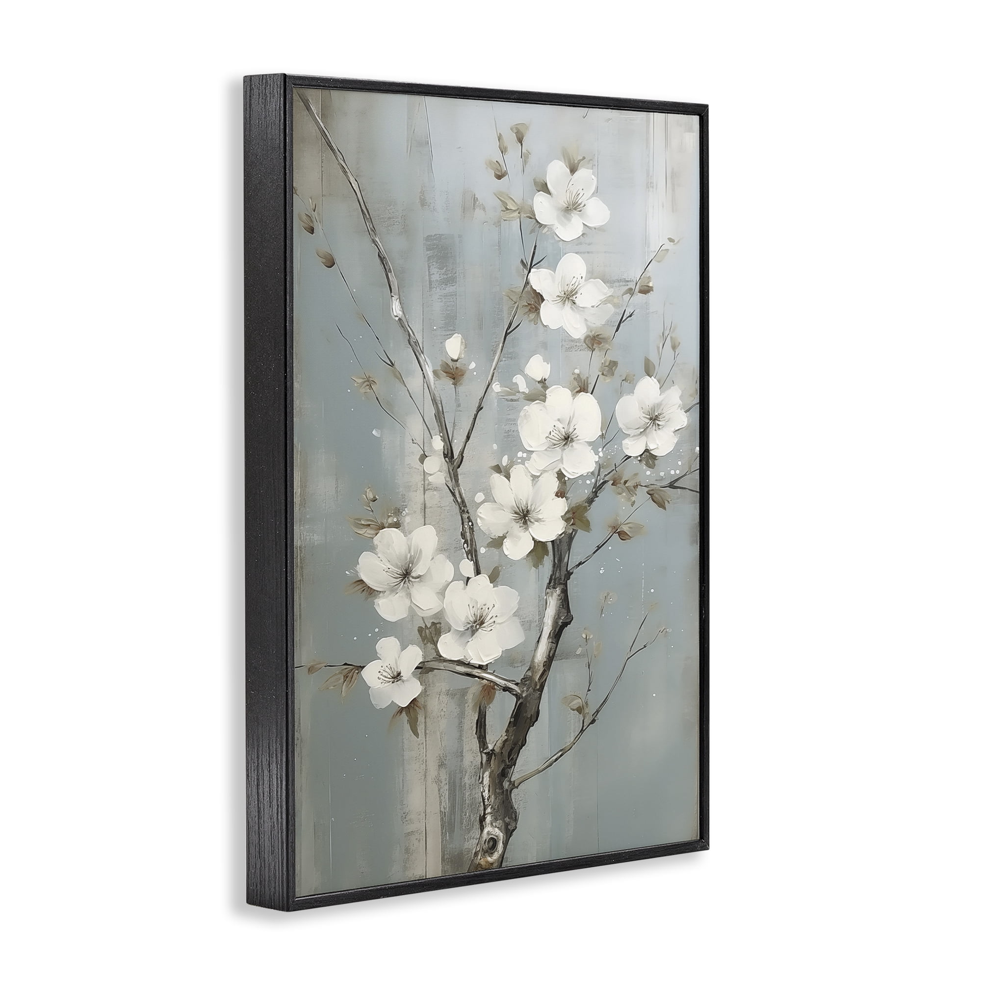 Stupell Industries White Apple Blossoms Botanical & Floral Painting Black Framed Art Print Wall Art, 16 x 24
