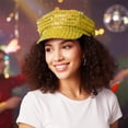 thumbnail image 6 of Slccxzc Glitter Sequin Hat 70s Disco Adult Hat Bling Hats Retro Dance Caps Newsboy Cap Beret for Birthday Party Gold, 6 of 7