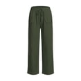 thumbnail image 4 of Levmjia Women's Casual Pants High Waisted with Pockets Drawstring Waist Scallop Hem Loose Fit Wide Leg Lounge Pants Solid Color for Summer Daily, 4 of 6