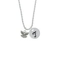 thumbnail image 2 of Delight Jewelry Silvertone Small Angel with Heart Silvertone Script Initial Disc - F - Charm Necklace, 20"+3", 2 of 4
