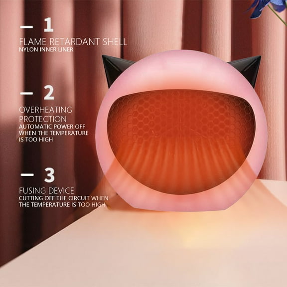 Nkmbld Portable Space Heater for Indoor Use with Remote, Household Desktop Heater, Fast Quiet Heating for Winter, Bedroom, Office Desk, Camping & RV Use, Pink