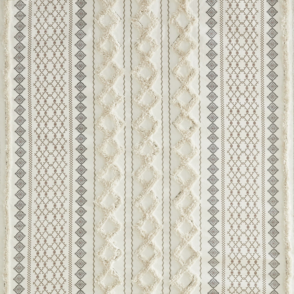 Euroco Cotton Printed Shower Curtain with Chenille