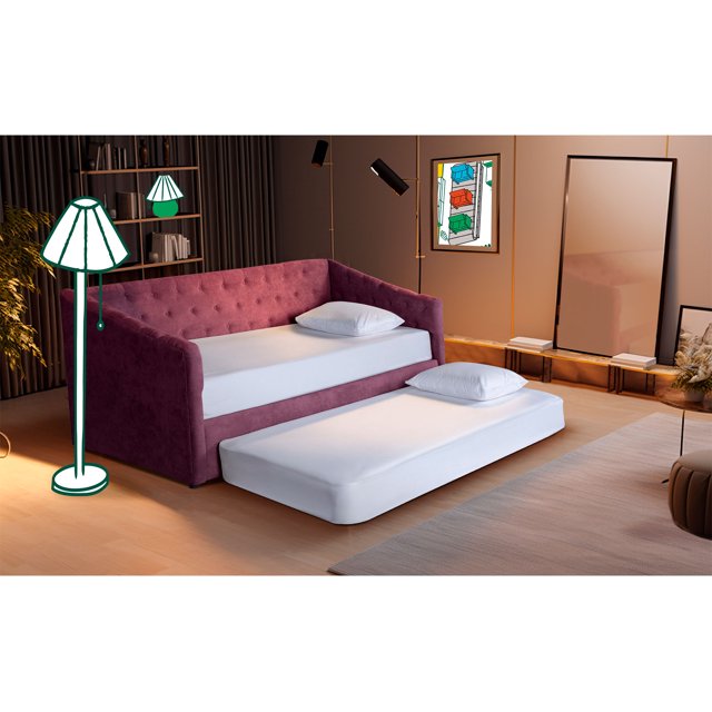 Cama Doble Makora Modelo Nigari de Velvet Morado