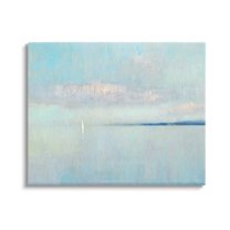 Stupell Industries Atmospheric Cloudy Ocean Scenery Lone Sailboat Floating Painting Gallery Wrapped Canvas Print Wall Art, Design by Katie Swatland