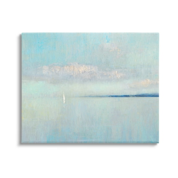 Stupell Industries Atmospheric Cloudy Ocean Scenery Lone Sailboat Floating Painting Gallery Wrapped Canvas Print Wall Art, Design by Katie Swatland