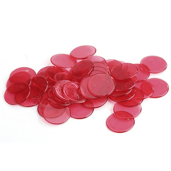 80pcs Transparent Counters Counting Bingo Chips Plastic Markers Bingo Supplies (Red)