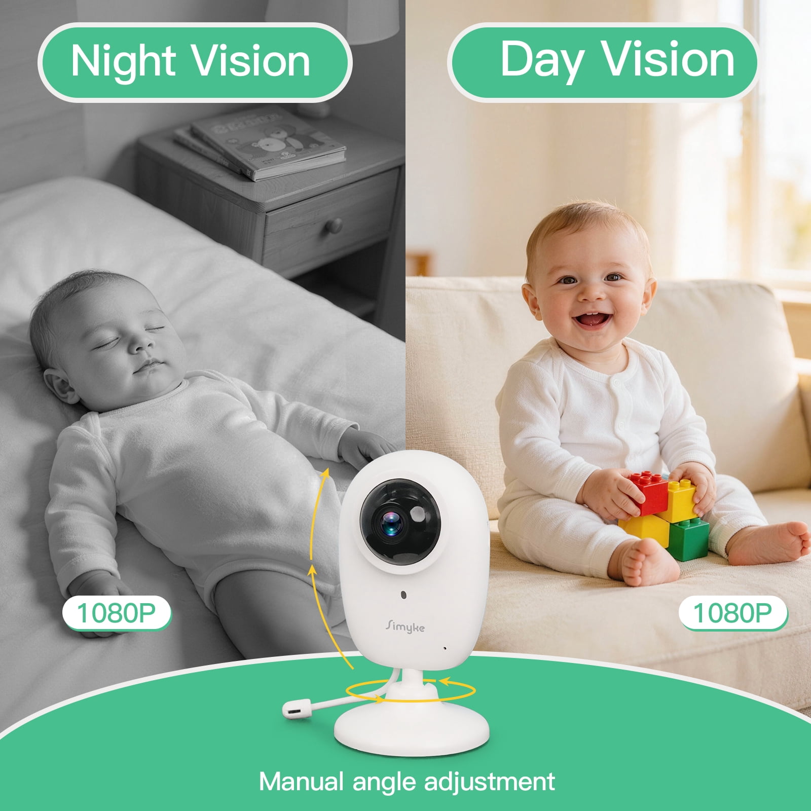 Smart Video Baby Monitor,1080P Baby Room Camera, APP Control,WiFi On/Off Switch,AI Detection, Cry Monitor and Lullabies, HD Night Vision, Two-Way Audio, Cloud & SD Card Storage