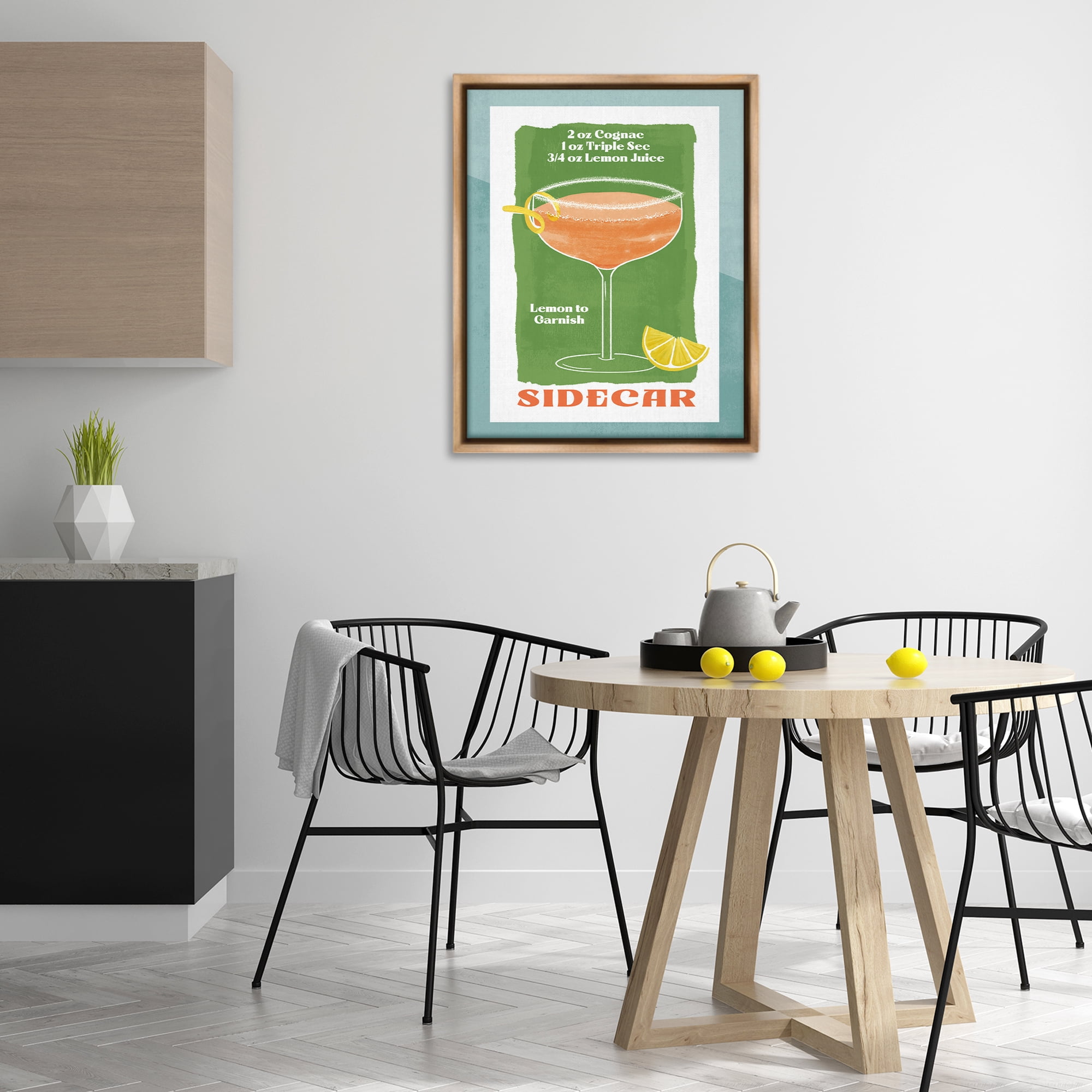 Stupell Industries Retro Sidecar Recipe Food & Beverage Painting Brown Floater Framed Canvas Art Print Wall Art, 25 x 31