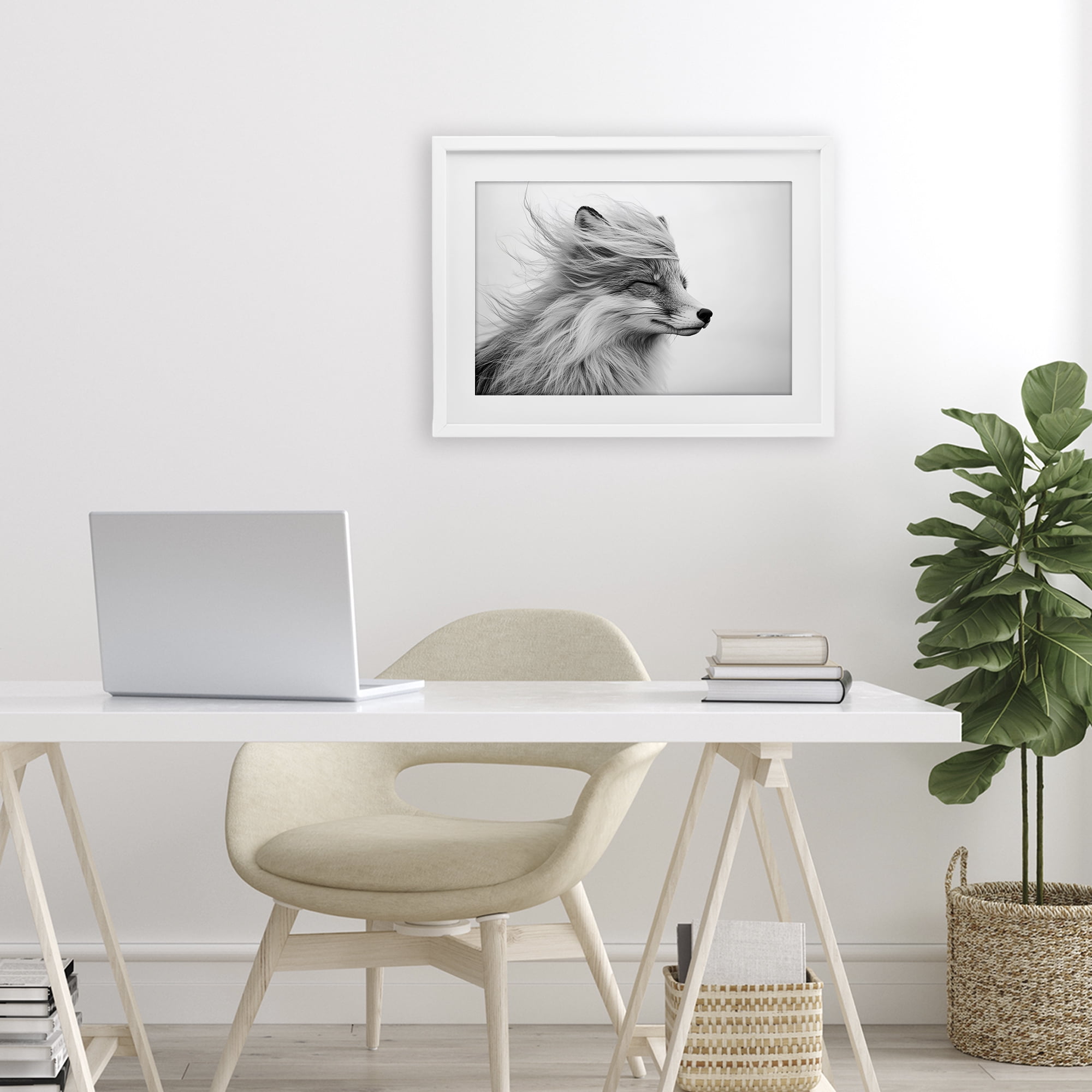 Stupell Industries Easy Breezy Fox White Framed Print Under Glass, design by Tina LeCour