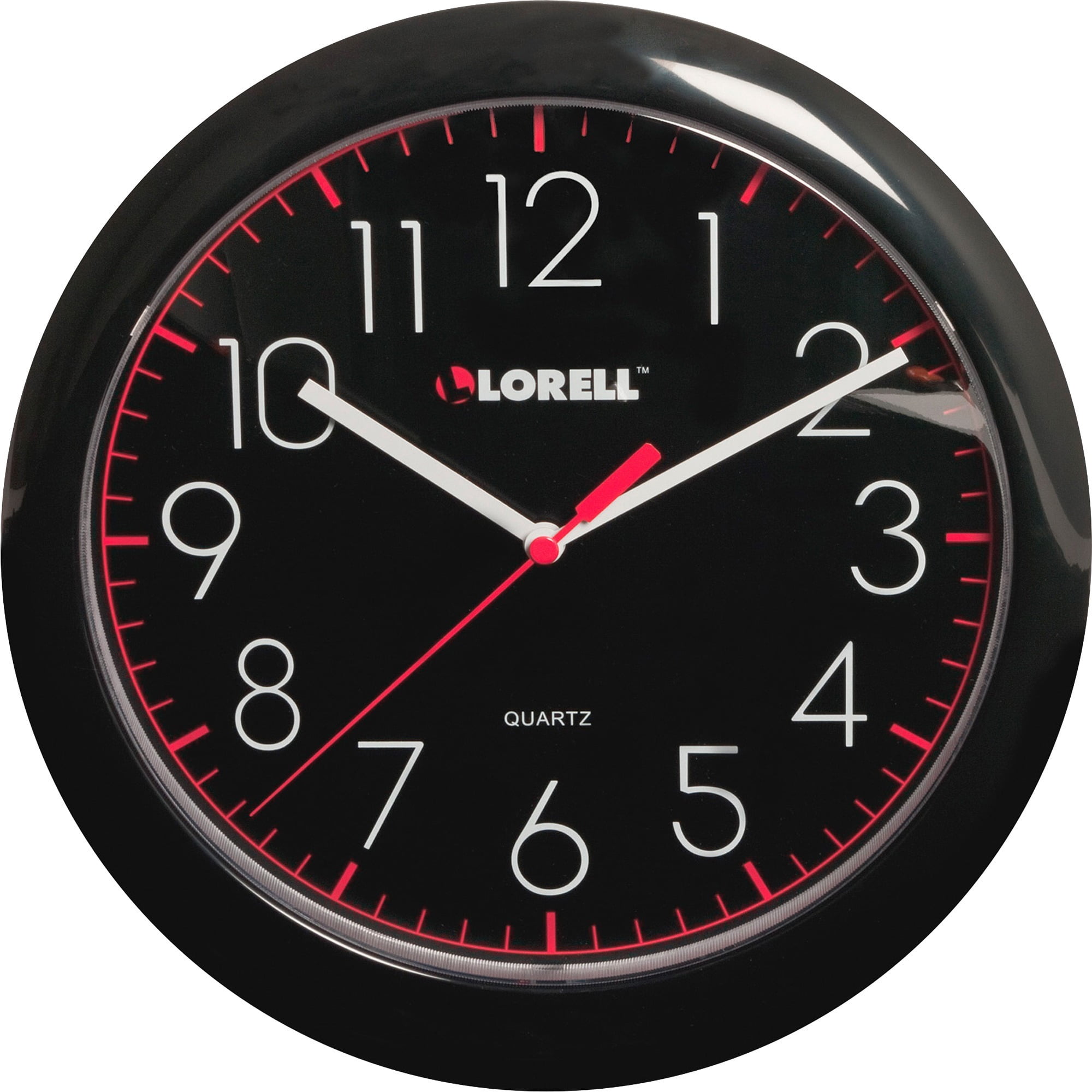 Lorell, LLR60995, 10" Quartz Black Face Wall Clock, 1
