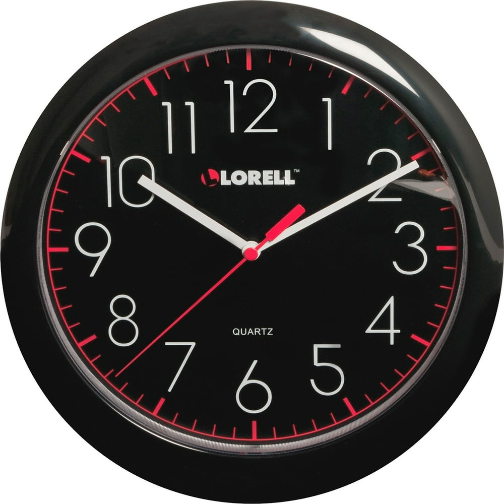 Lorell, LLR60995, 10" Quartz Black Face Wall Clock, 1