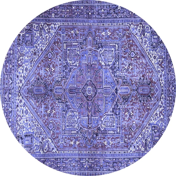 Ahgly Company Machine Washable Indoor Round Persian Blue Traditional Area Rugs, 3' Round