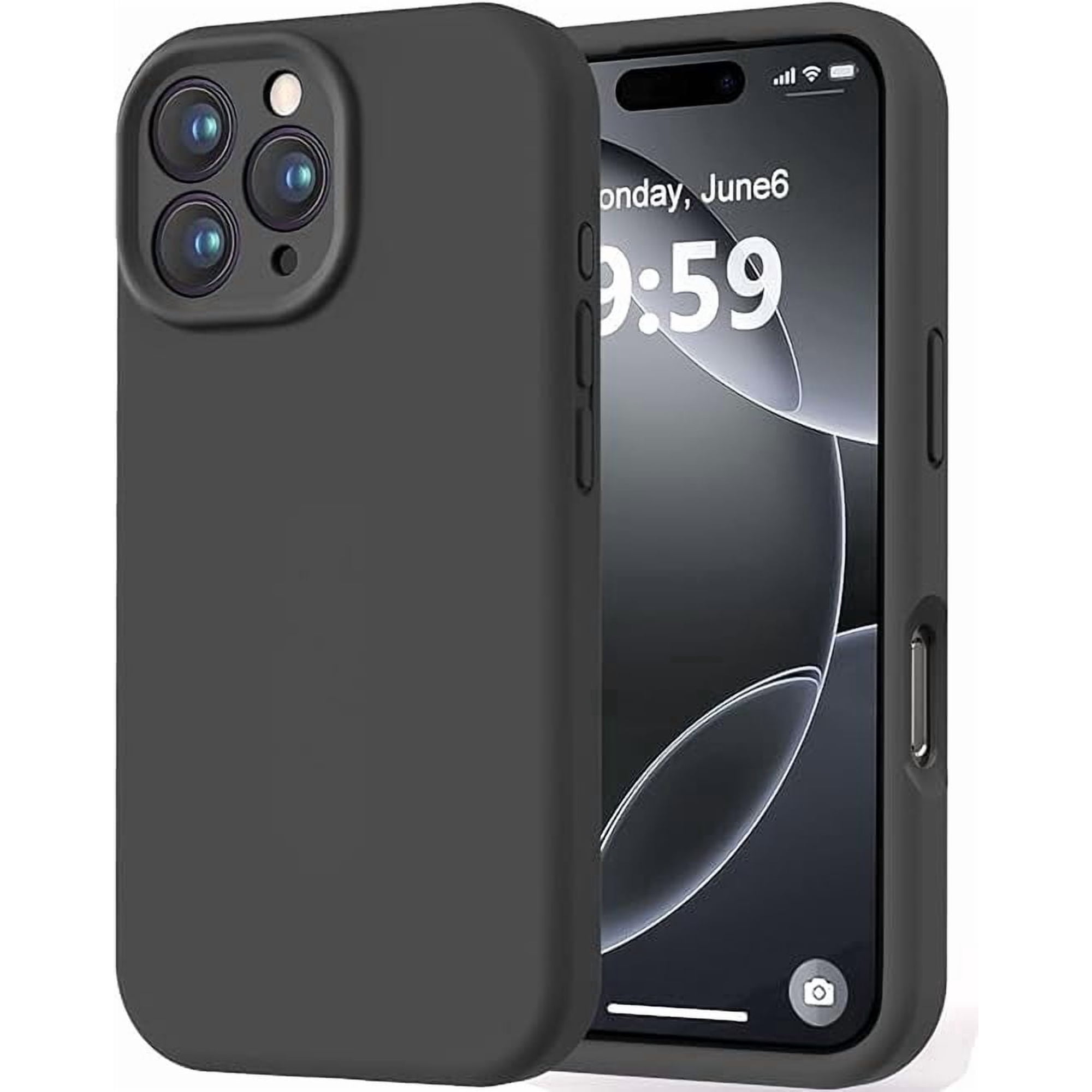 Premium silicone case, soft microfiber lining, for iPhone 16 Pro 6.3-inch,black