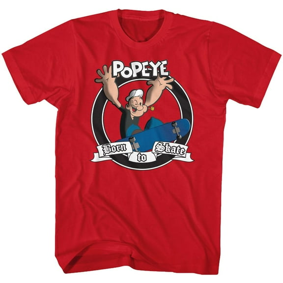 Popeye Born To Skate Red Adult T-Shirt 5Xl