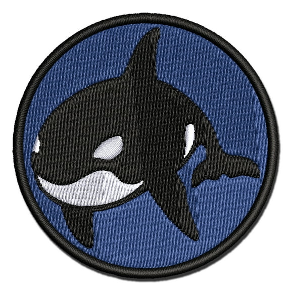 Orca Killer Whale Applique Multi-Color Embroidered Iron-On Patch - 2.5 Inch Small