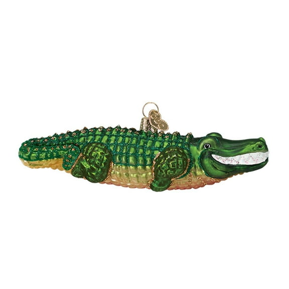 Old World Christmas Sea and Water Animals Glass Blown Ornaments for Christmas Tree, Alligator