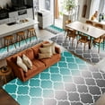 thumbnail image 5 of 2.7x5 Area Rugs, Teal Grey Ombre Morocco Pattern Non-Skid Rubber Backing Large Rectangle Rugs - Living Room Bedroom Home Office, Modern Moroccan Geometric Indoor Floor Mat Carpets Washable Rug, 5 of 9