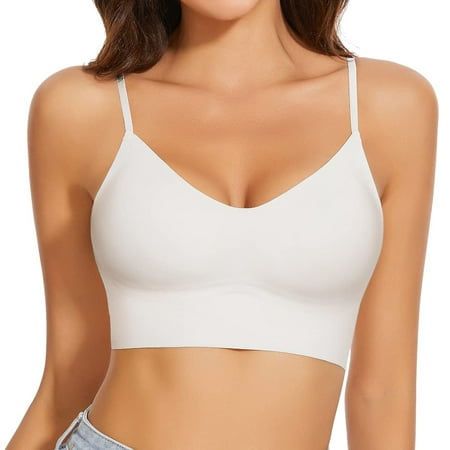 GZWYHT Bralettes for Women Clearance Bras for Women Seamless Bra Comfortable Wireless Bras Adjustable V Neck Bralettes For Women Everyday Padded Bras Backless Bra Wireless Bras Push Up Bra White M
