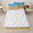 thumbnail image 4 of Castle Fairy Baseball Ice Cream Print Zipper Full Size Comforter Sets with Fitted Sheet and 2 Pillowcases, Sport Theme Zipper Bedding Set, Blue Pink Yellow,4pcs, 4 of 6