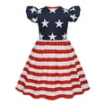 thumbnail image 4 of Utlike Girls Summer Dresses Independence Day Dresses Toddler Butterfly Sleeves Dress Casual Party School Dresses For Kids Elegant Sundress For Little Girls Size 5 Years-6 Years, 4 of 6
