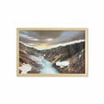 thumbnail image 1 of Yellowstone Wall Art with Frame, Canyon in Yellowstone Dramatic Sky Dark Clouds Setting Sun Landscape Scenic Photo, Printed Fabric Poster for Bathroom Living Room, 35" x 23", Brown, by Ambesonne, 1 of 2