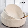 thumbnail image 2 of Woven Style Storage Basket Elliptical Cotton Rope Bin Organizer For Home Office Small Items Machine Washable, 2 of 2