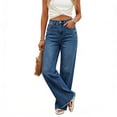 thumbnail image 6 of Karymi Women's Shorts High Waist Wide Leg Jeans, Casual Washed Straight Leg Denim Pants with Hem, Loose Fit Floor-Length Trousers with Pockets Jeans for Women, 6 of 8