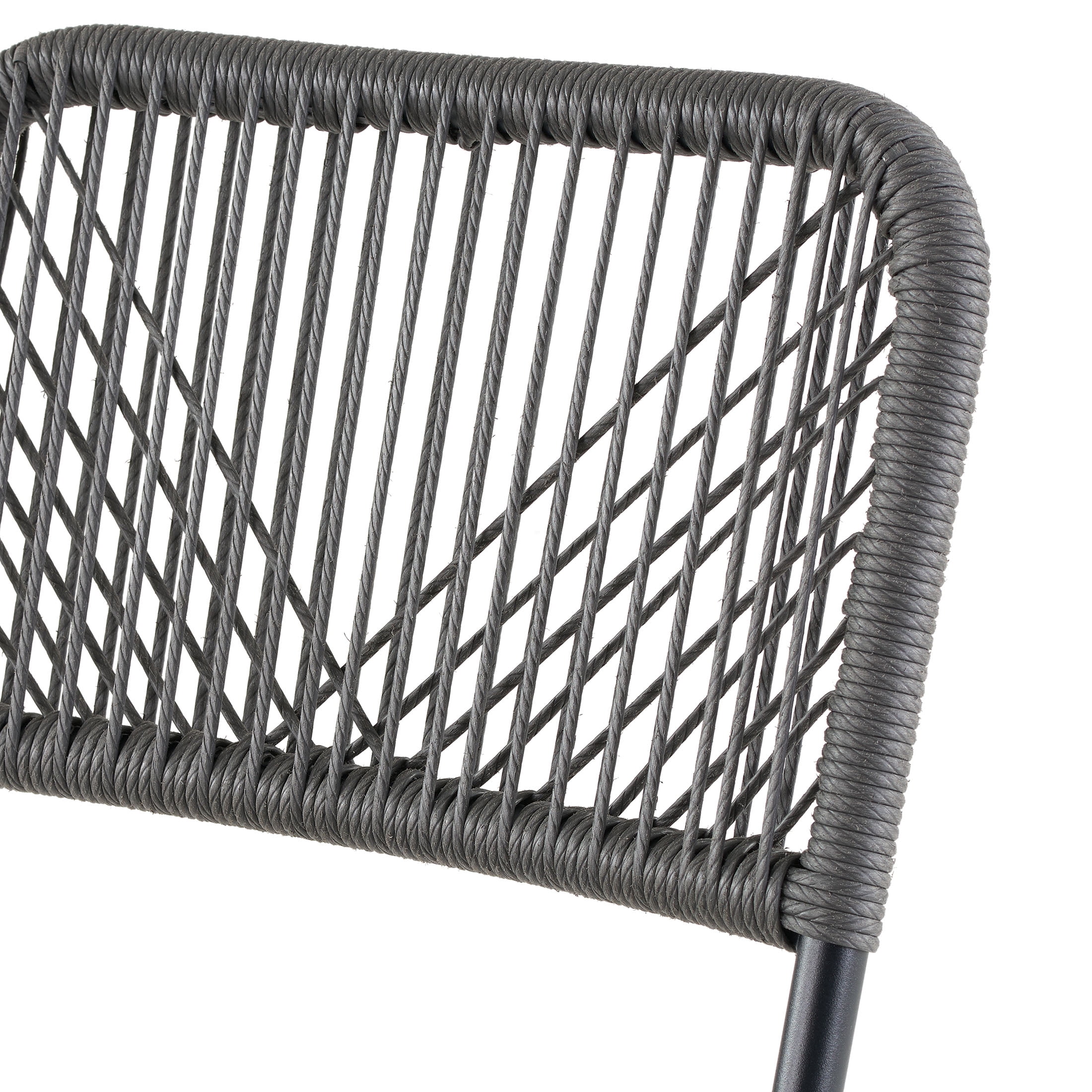 Mainstays 3-Piece Folding Outdoor Patio Bistro Set, Steel and Wicker Rope, Gray/Black