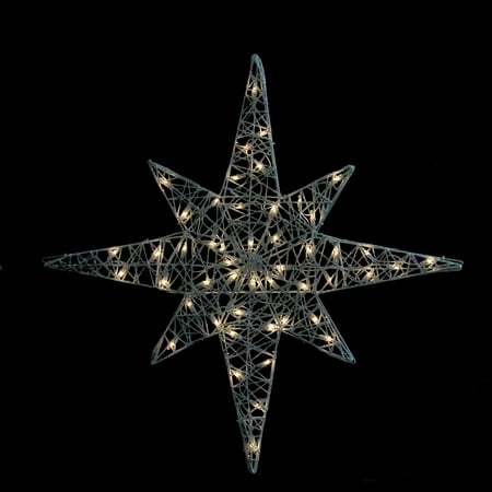 36 Lighted White Glitter Star Of, Outdoor Lighted Metal Star