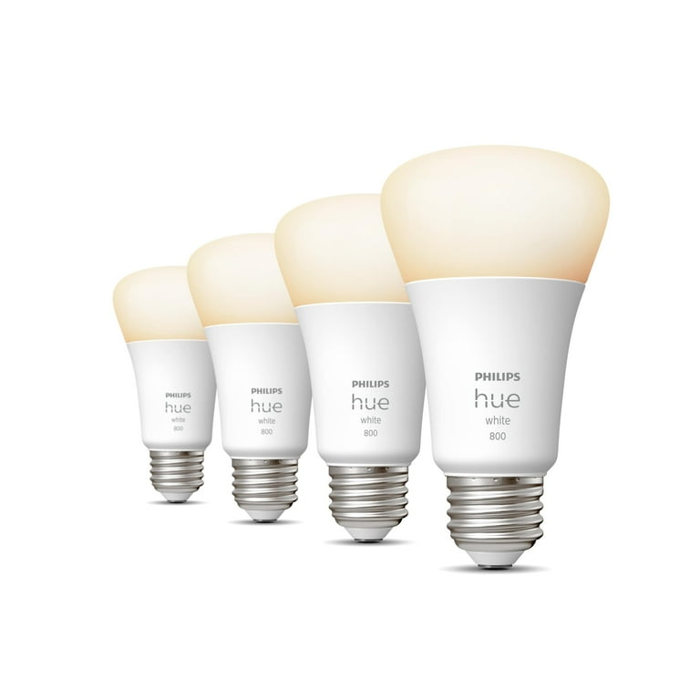 Philips Hue A19 Bluetooth Smart LED Bulb 4-Pack, White, Alexa