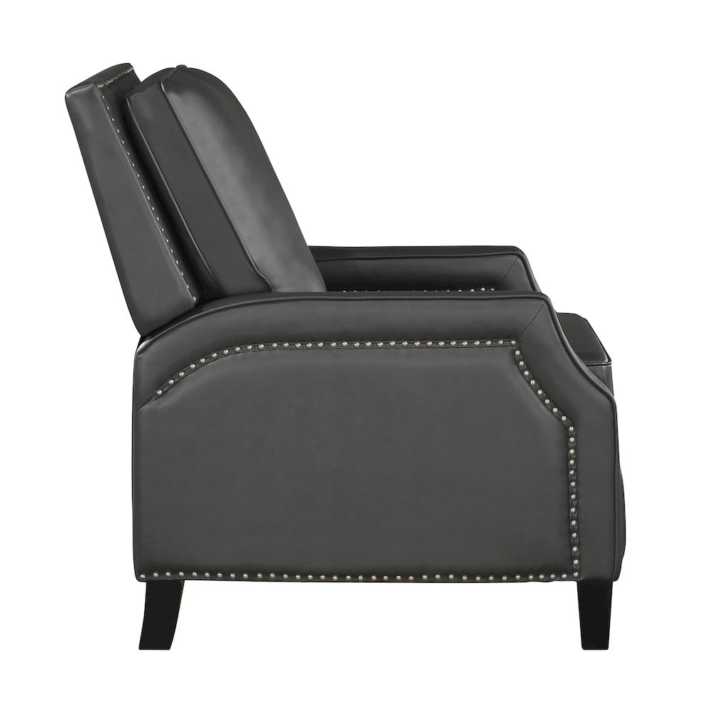 Lexicon Berenson Faux Leather Upholstered Push Back Recliner in Gray Color