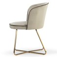 thumbnail image 5 of Set of 2 Bethari Beige Woven Fabric Dining Chair with Rattan Backrest and Black Iron Legs with Gold Accents, 5 of 7