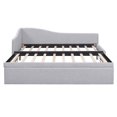 thumbnail image 6 of Twin Size Upholstered L-Shaped Daybed with Pop Up Trundle, Linen Sofa Bed Converts to Irregular King, No Box Spring Needed for Guest Room Living Room, Gray, 6 of 8