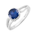 thumbnail image 2 of Sterling Silver with Blue Sapphire and White Diamond Engagement Ring, 2 of 3
