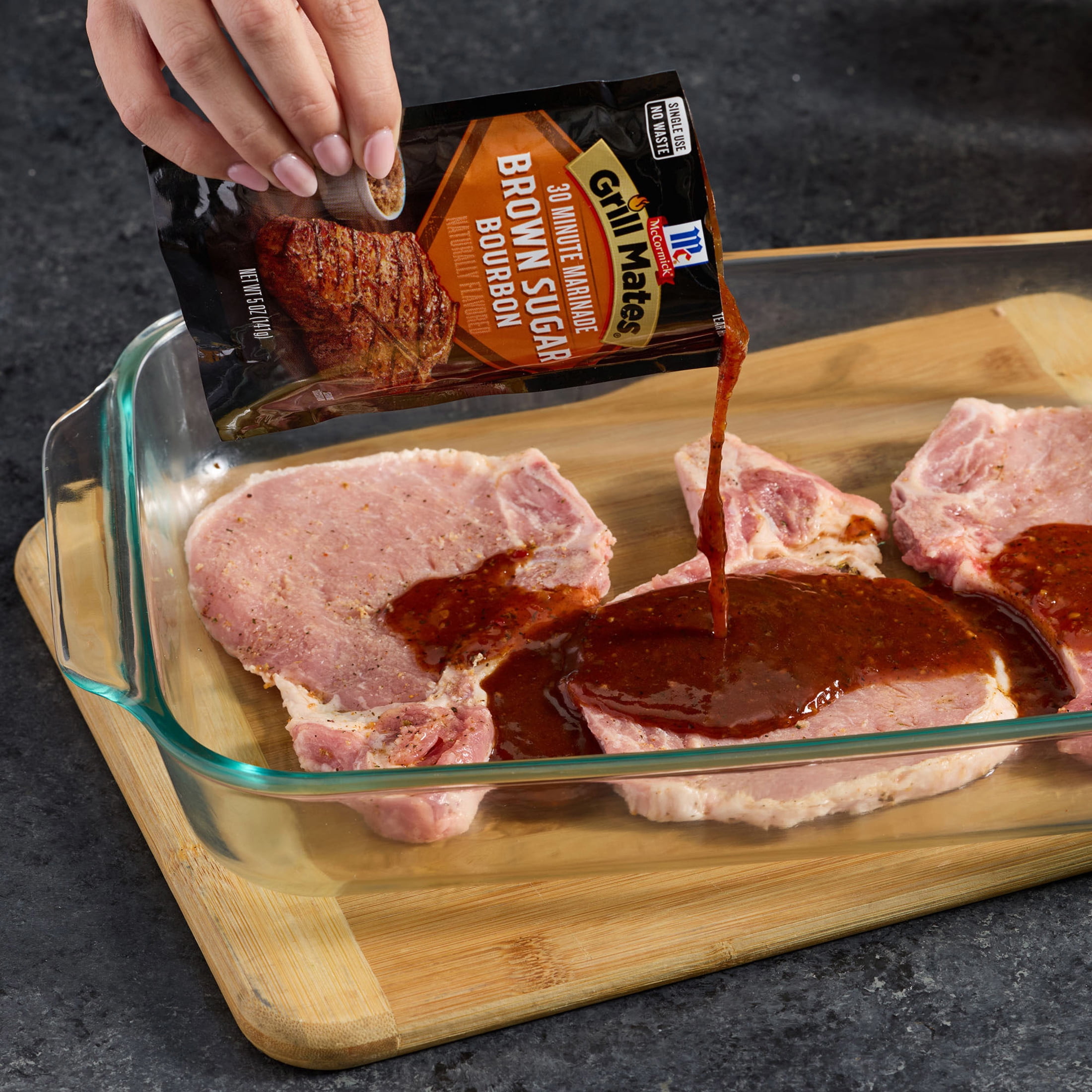 (3 pack) Grill Mates Marinade, Brown Sugar Bourbon, 5.0 oz Pouch