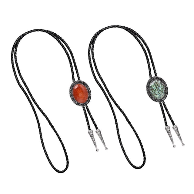 Paquete de 2 s de ópalo, Cordón de material cuero, Occidental, de Cordón Jinwen Corbata de bolo con piedras preciosas occidentales