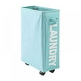 thumbnail image 1 of Panier à Linge Mince à Roulettes avec Poignée sur Roues, Panier à Linge Pliable avec Couvercle, Trieur et Organisateur pour Lessive Pliable, 1 of 7