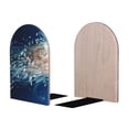 thumbnail image 2 of Lsque White Jellyfish Dansing in the Ocean Printed Wood Bookends,Non-Skid Bookend for Shelves,Heavy Duty Support Bookends,Non-Slip Foam Pads for Office, Home, and Library,1 Pair, 2 of 8