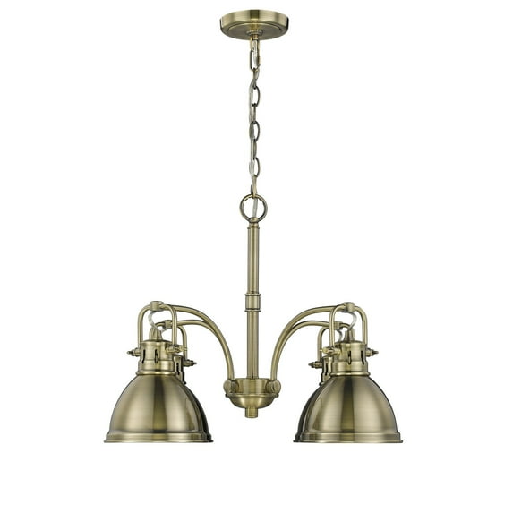 Golden Lighting Duncan 4 Light Nook Chandelier in Aged Brass with Aged Brass Shades