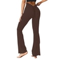 thumbnail image 2 of Women's V Back Scrunch Butt Flare Leggings Ruched Bell Bottom Yoga Pants, 2 of 8
