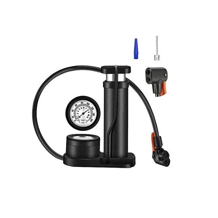 Bombin Inflador Con El Pie Con Medidor Para Bici Moto Pelota