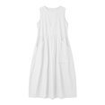 thumbnail image 4 of Bysome Women Dresses Solid Color Sleeveless Crew Neck With Pocket Dress Summer Breathable Women Dress Size S White, 4 of 4