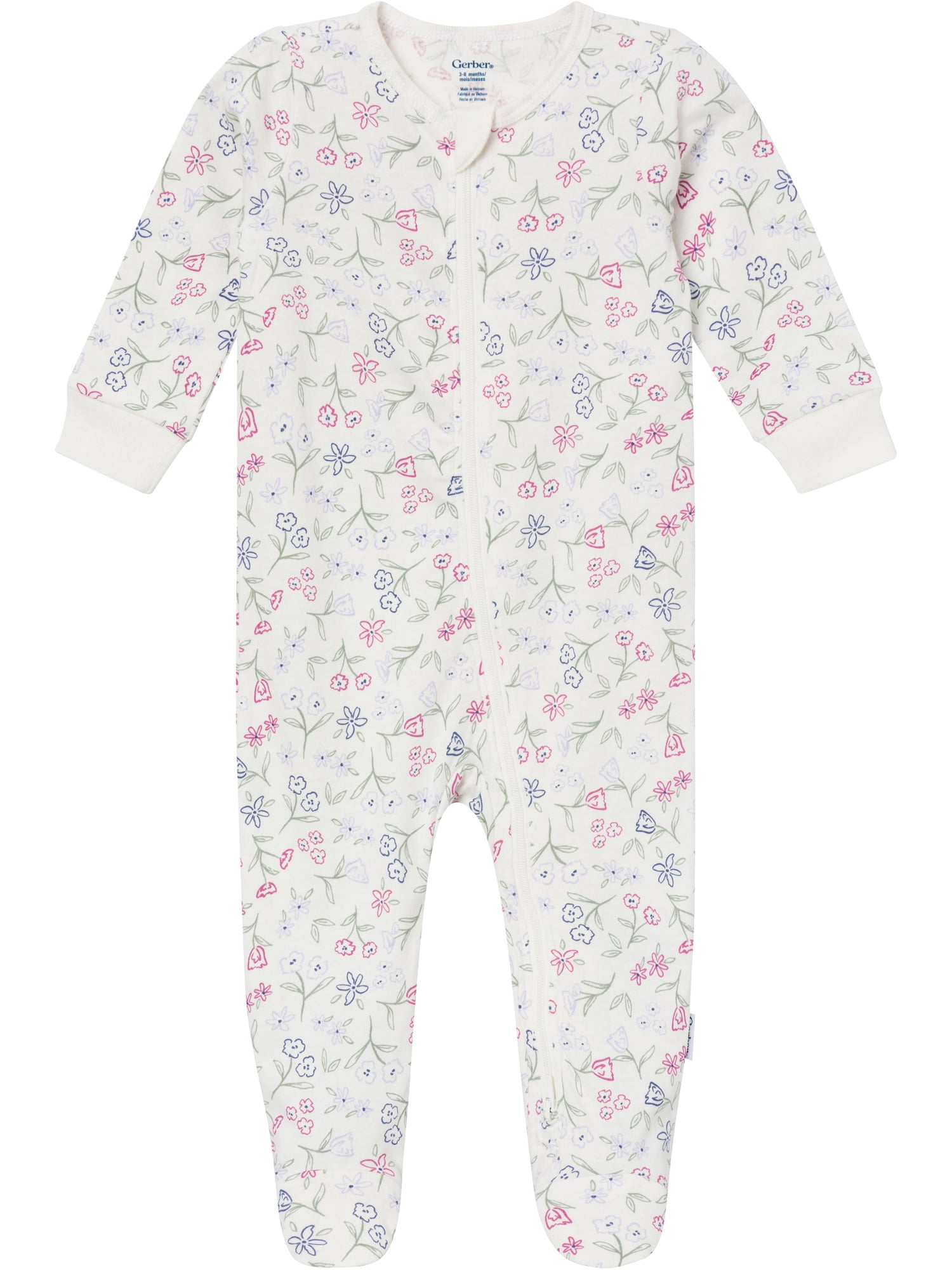 Gerber Baby Neutral Sleep N´ Play 2-Way Zipper Footed Pajamas, 4-Pack, Sizes, Newborn - 6/9 Months