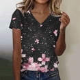 thumbnail image 1 of LVHAOGJOB T-Shirts pour Femmes Manches Courtes Col en V Grande Taille Imprimé Hauts Amples, 1 of 5