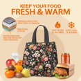thumbnail image 5 of Pioneer Flower Floral Print Pattern Insulated Lunch Bag for Women & Adults,Large Portable Soft Cooler Lunch Bag,Thermal Food Storage Tote with Pearl Cotton,8.66L,8.75x5.75x9.5 Inch, 5 of 6